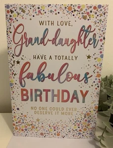GRANDDAUGHTER GRANDAUGHTER HAPPY BIRTHDAY CARD -INSERT-NICE VERSE- Foil. - Picture 1 of 4