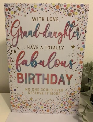 GRANDDAUGHTER GRANDAUGHTER HAPPY BIRTHDAY CARD -INSERT-NICE VERSE- Foil. - Image 1 of 4