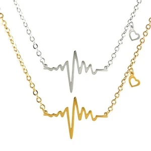 Heartbeat ECG, EKG Necklace with Heart Charm – Perfect Gift for Nurse, Doctor - Picture 1 of 9