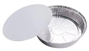 Pactogo 9" Round Aluminum Foil Heavy Duty Take-Out Pan Container w/Board Lid - Picture 1 of 3