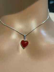 Heart Shape Red Carnelian Gemstone 925 Sterling Silver Handmade Pendant AC-77