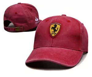 Ferrari Car Logo Sports Baseball Cap Unisex Denim Casual Red Trucker Hat - Picture 1 of 1