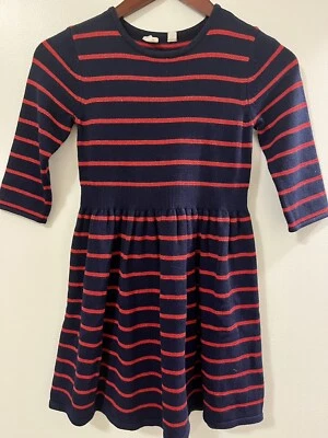 Great Conditions Gap Kids Girls Sweater Dress Striped Navy Glitter Red Size 10 - Image 1 of 3