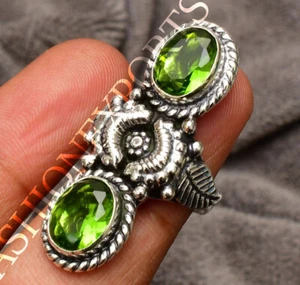 Peridot Ring Gemstone 925 Sterling Silver Handmade Jewelry Ring - Picture 1 of 5