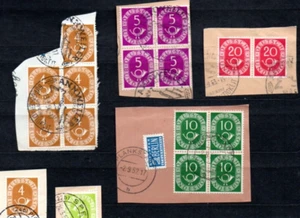 ex Posthornsatz (BRD) - 10 gestempelte Briefstücke u.a. waagerechte Paare - Bild 1 von 1