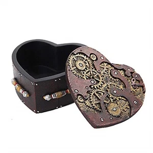 Contenedor caja baratija joyería corazón Steampunk nuevo - Imagen 1 de 2