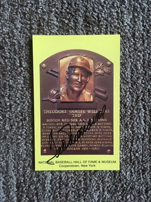 BASEBALL GREAT TED WILLIAMS SIGNED BASEBALL HOF GOLD PLAQUE CARD - Image 1 of 2
