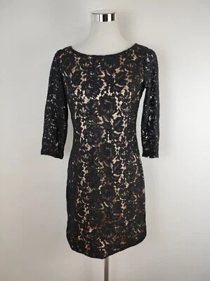 Vince Camuto Kleid Stickerei Häckelei Schwarz Gold Elegant Gr. 36 Elegant Fest - Bild 1 von 4