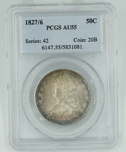 1827/6 PCGS AU55 Capped Bust Half Dollar PQ Coin - Picture 1 of 3