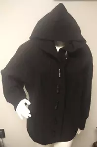 Lily Stanhope Jacke Damen Plus 1X schwarz 100% Wolle Toggle Cardigan Kapuze Boho - Bild 1 von 10