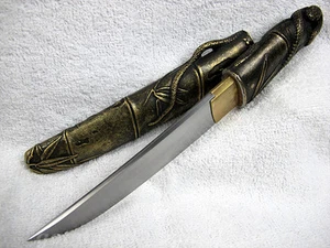  Chinese Short Sword Dagger High Carbon Steel Full Copper Razor Sharp Blade - Imagen 1 de 5
