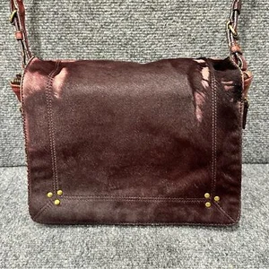 Jerome Dreyfuss Igor bag suede leather cowhide burgundy 10x7 expandable light - Picture 1 of 14
