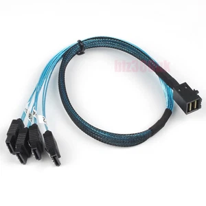 Mini SAS SFF-8643 to 4 x SATA 7-pin Forward Breakout Cable For RAID Card 0.5M - Picture 1 of 5