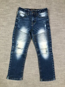 Southpole Jeans Boys 5 Distressed Moto Biker Denim Pants Blue Stretch Wash - Picture 1 of 16