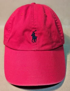 VINTAGE Ralph Lauren Polo Mütze Kappe Riemen hinten rot blau Pony Preppy - Bild 1 von 9