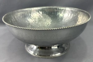 Vintage 1950er Continental handgeschmiedete Aluminium Schüssel mit Fuß und Blume #513 - 10,5" - Bild 1 von 14