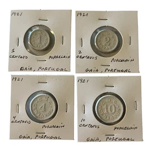 LOTE 1921 Portugal, Cámara Municipal Gaia Centavos Porcelana Blanca 1, 2, 4, 10 - Imagen 1 de 2