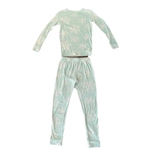 Cat & Jack Blue Green Teal Snowflake Pajamas Girls Size Youth 14 Sleepwear Set - Picture 1 of 5