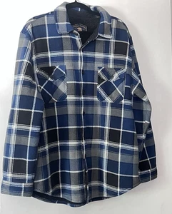 Men's Plaid Fleece Jackets Sherpa Lined Jacket XL Blue Cabincore Mountaincore - Picture 1 of 4