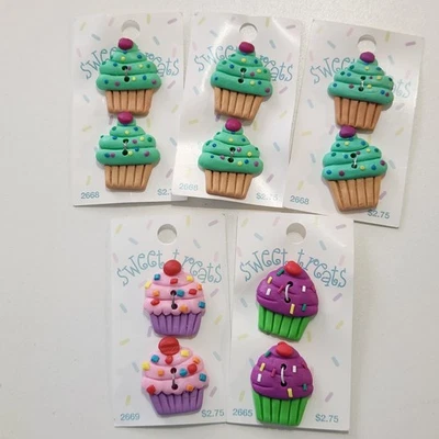 Blumenthal Lansing Sweet Treats Cupcake Button Embellishment 2 Hole Flat 2 Pack - Image 1 of 4