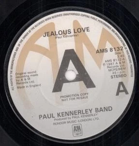 Paul Kennerley Band Jealous Love 7" vinyl UK A&m 1981 Promo b/w death of me - Image 1 of 2