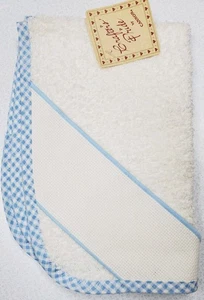 1 ASCIUGAMANO Crafters Pride BURP bianco con bordo blu Gingham 12 x 18" - Foto 1 di 6