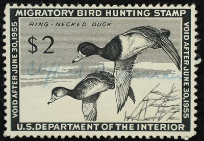 U.S. Used Stamp Scott #RW21 $2 Federal Duck Hunting. Very Fine. Choice! - Image 1 of 2