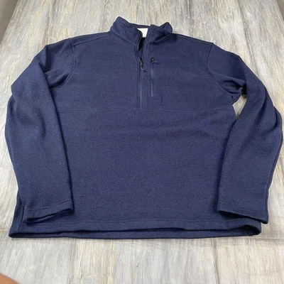 Suéter masculino de lã Marmot Mountain Works tamanho 2XL azul meio zíper bolsos - Imagem 1 de 3