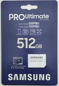 Saumsung PRO Ultimate 512GB microSDXC U3 UHS-I Memory Card MB-MY512SA/AM - Picture 1 of 4