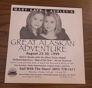 Mary-Kate & Ashley Great Alaskan Adventure Sail Cruise 4x4 Print Ad 1999 Vintage - Picture 1 of 1