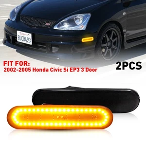 Smoke Front Amber Red LED Side Marker Lamp For 02-05 Honda Civic Si EP3 3DR - Picture 1 of 21