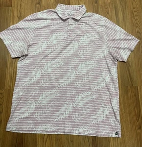 Nat Nast Polo Shirt Mens 2XL Pink White Palm Leaf Print Tropical Casual Resort - Picture 1 of 11