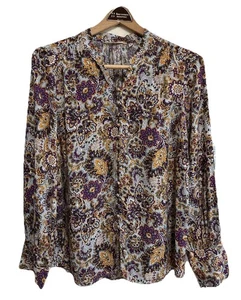 Blusa Top Soft Surroundings Via Alpina Talla Mediana Púrpura Cachemira Campesina Boho - Imagen 1 de 6