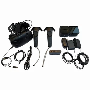 HTC Vive Virtual Reality Headset Full Kit Base Stations Controllers Tested Used - Picture 1 of 22