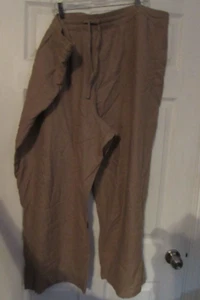 NEW/tags $34.99 SONOMA size 3X tan linen straight leg pants slacks tie 2 pockets - Picture 1 of 10