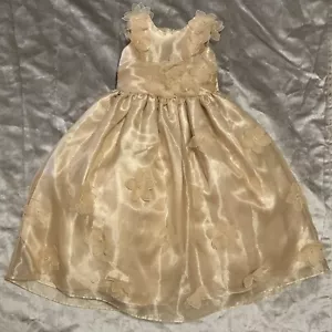 NEW Formal Dress Gold Beaded Pagent Gown Angel Club USA Girls size 4 Flower Girl - Picture 1 of 3