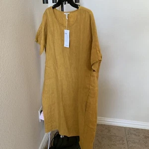 Nuevo con etiquetas Vestido Eileen Fisher Orgánico Lino Cuello Redondo K/L Talla PM - Imagen 1 de 6