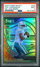 2020 Panini Select #345 Tua Tagovailoa RC Field Level Tie-Dye Prizm 8/25 PSA 9