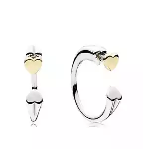 LIMITED EDITION Genuine Pandora TwoTone Two Hearts Hoop Reversed Earrings 296576 - Picture 1 of 10