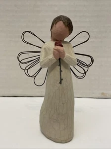 Pre-Owned/Used*Demdaco Willow Tree "Loving Angel" Girl Holding Rose Figurine - Picture 1 of 4