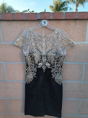 ASKING DRESS Black / Beige Floral Top Knee Length  - Image 1 of 4