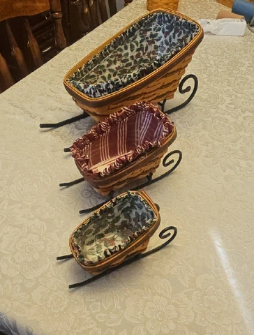 Longaberger Christmas Sleigh Basket Collection of Three Cover