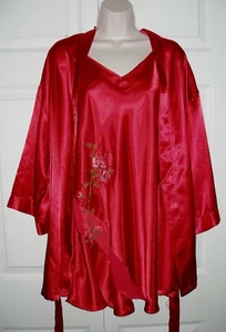 Sophia by Delicates Damen Medium Rot Nachthemd & Morgenmantel Set Blumenbesatz Neu - Bild 1 von 10