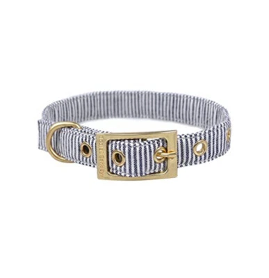 Boots & Barkley Railroad Stripe Dog Collar Bronze Color Buckle Choose Your Size