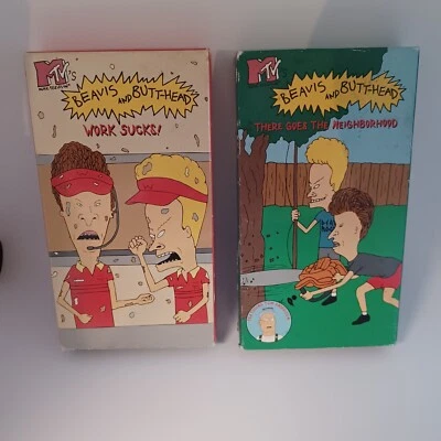 Lot of 2 Beavis and Butt-Head VTG VHS Video Tapes MTV Retro 1994 Work Sucks Etc. Foto 1 de 3