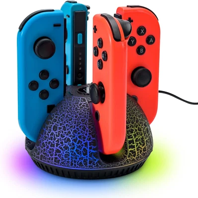 Controller Charger for Nintendo Switch Joy Con Charging Dock Station LED Lights - Image 1 of 4