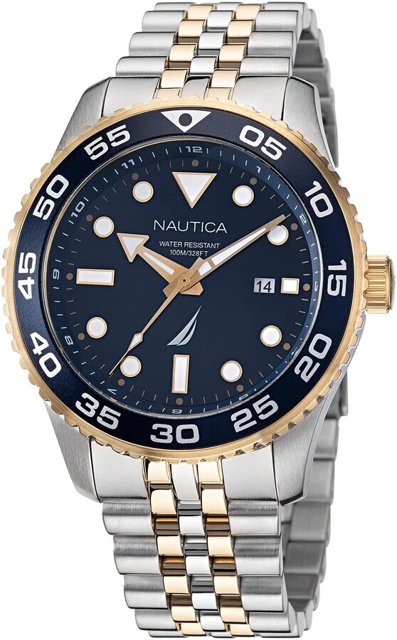 Mens Wristwatch NAUTICA PACIFIC BEACH NAPPBF140 Steel Blue Golden Sub 100mt - image 1 of 1
