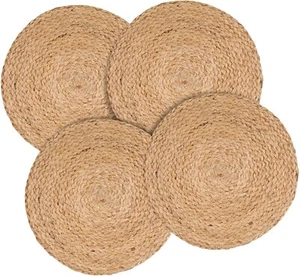 Placemat Natural Jute Round Coffee Table Mat Dining Table Mat Rug Round Rustic - Picture 1 of 6