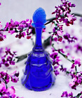 Fenton Cobalt Blue Glass Dinner Bell Butterfly Finial Flower Drapery Garden 6.5