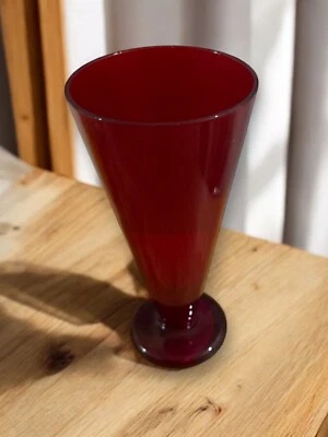Small Vintage Mid-Century Footed Ruby Vase Red Vase - image 1 of 4